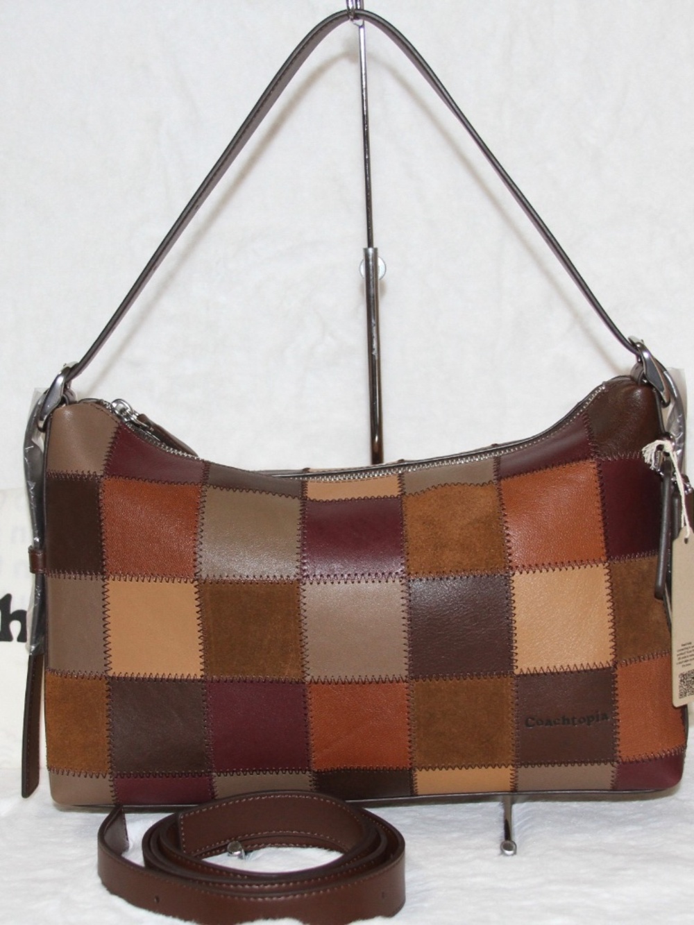 COACH Coachtopia Alter Ego Large Slouchy Shoulder Bag Patchwork Merlot
